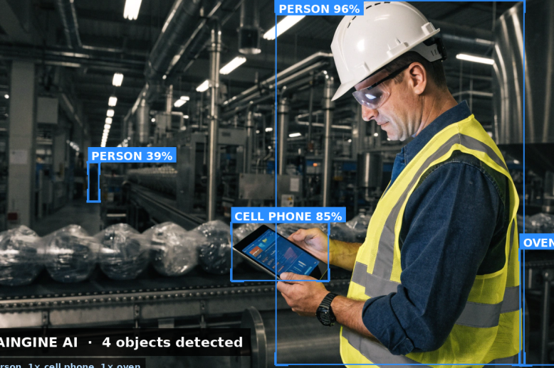 Plant manager with tablet showing production analytics