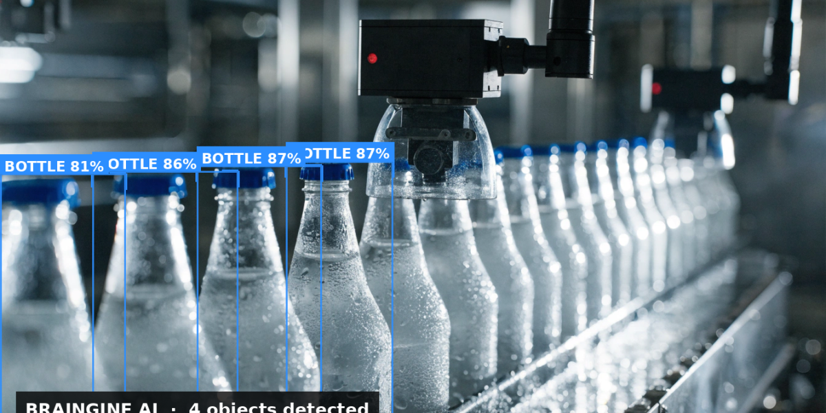 CPG bottling line with quality-control sensors