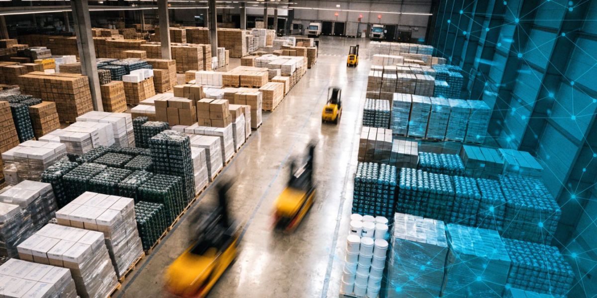 CPG distribution center with supply chain network overlay