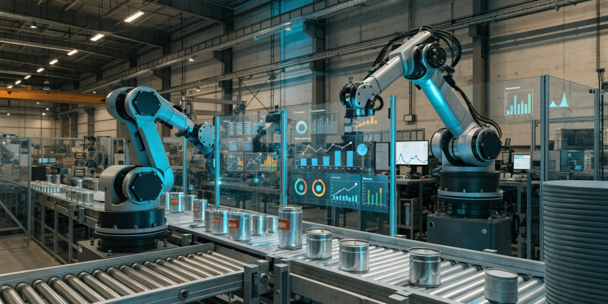 Manufacturing line with AI analytics overlay