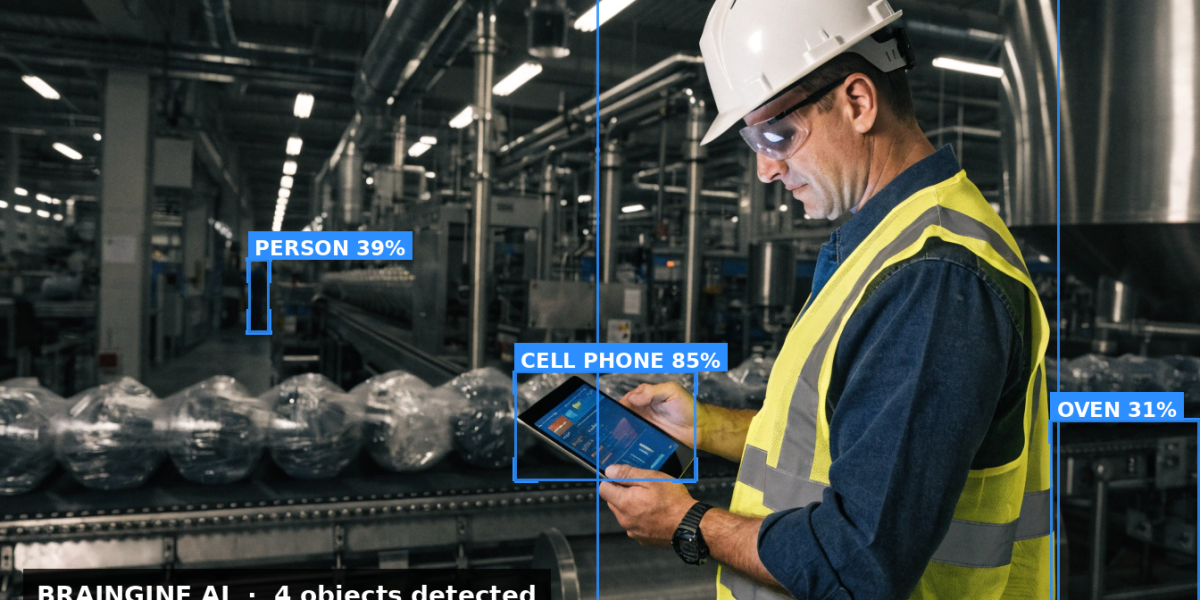 Plant manager with tablet showing production analytics